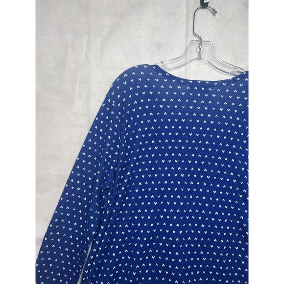 Lularoe Wrap Cardigan Womens Large Blue White Heart Print Long Sleeve Pockets - Picture 9 of 14